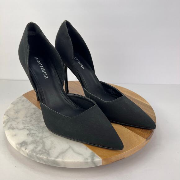 Marc Fisher 8 Carline 3 Pump Black Suede Pointy Toe Stiletto Heels - Picture 1 of 10